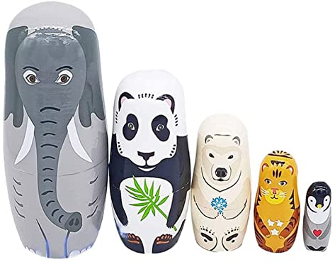 Hoshisea 5 Schichten Russische Matroschka-Puppen, Holz Tier Nesting Dolls, Schön Matroschka-Puppen, Holz Klassisch Russische Matroschka, Für Partys, Festivals, Wohnzimmer, Schlafzimmerdekorationen