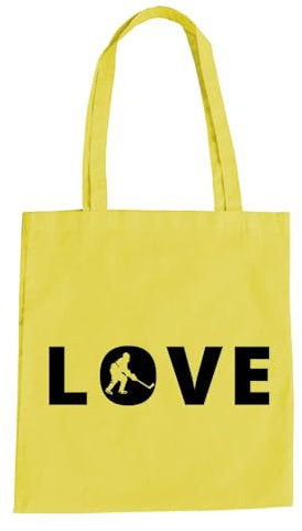 Love Eishockey Baumwolltasche - Hockey Schlittschuh Eislaufen Puk Gelb