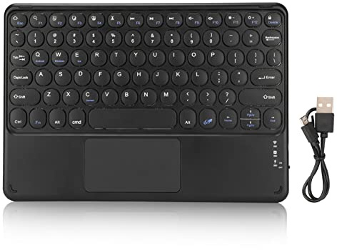 Teclado Bluetooth de 10 Pulgadas con Panel Táctil, Teclado Inalámbrico Retro Round Keycap Compatible con OS X, iOS, Android.