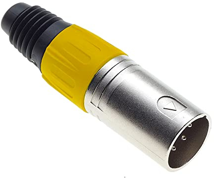 Keple 4-poliger XLR-Stecker, gelb - männlicher Audio-Mikrofon-DMX-Stecker Klinkenstecker, nicked-Plated Adapter, Metallkonstruktion Stecker mit Kunststoffgehäuse