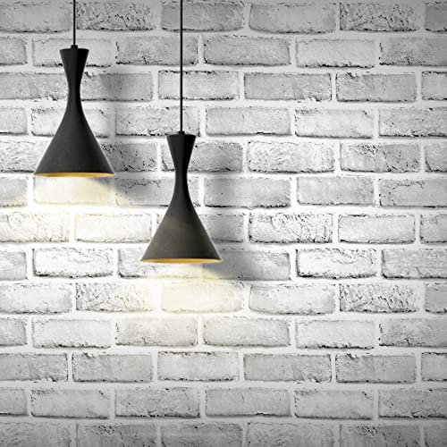 Shackcom Papier Peint Vintage Autocollant Mural Effet Brique Blanc et Gris Rouleau de Papier Décoratif Imitation Pierre Auto-Adhésif Imperméable 44.5x1000cm pour Cuisine Chambre Salon Toilette