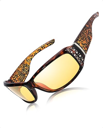 LVIOE Nachtsichtbrille Damen mit polarisierten gelben Gläsern Anti Glare Nachtsichtbrille für Regen/Nebel