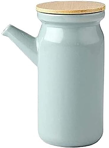MAGICVOGEL Keramik Ölflasche Ölspender Essigspender mit Ausgießer Olivenöl Behälter Sushi Dispenser Sojasauce Flasche mit Deckel für Küche Kochen Pasta (Hellgrün)