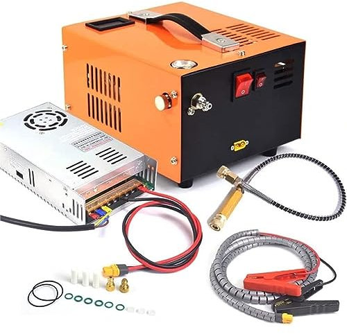 VIOLK Portable Compressor, PCP Air Compressor, 30Mpa 4500Psi High Pressure Air Gun Pump with Auto Stop, Oil/Water Free PCP Compressor Pump with Built in Power Converter for Fire Diving