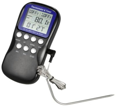 HEMOTON Termometro Digitale Sonda Per Alimenti Da Cucina e Barbecue Display Lcd e Allarme Sonoro Senza Batteria Inclusa