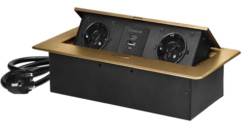 Miratic Schreibtisch Steckdose Tischsteckdose Versenkbar Modern Steckdose Versenkbar mit Flachem Rand mit Stromkabel 1,5 und 2x USB-Ladegerät (Typ A und C; 3,6A)