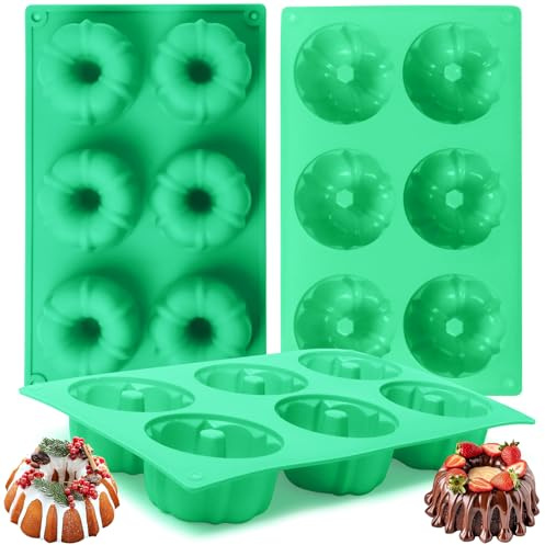 3Pcs Silicone Original Cake Pan, 6Cavity Mini Heritage Cake Silicone Mold for Baking，Non-stick Baking Mold for Cupcake Cornbread Brownie Jello (Original)