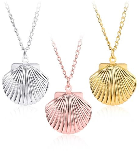 MayDee Mermaid Melody Halsketten Mermaid Shell Anhänger Muschel Anhänger Damen Geschenk, 3 Halsketten