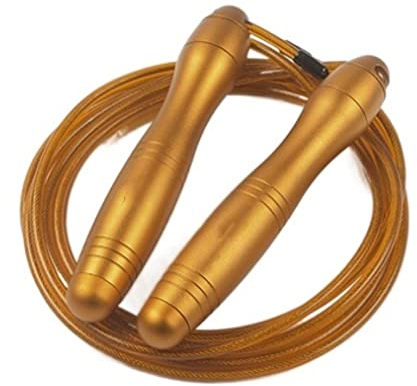 Seilspringen Sprungseil Aluminiumlegierung Griff Springseil Geschwindigkeitslager Drahtseil Springseil Fitness Springseil Abnehmen Jump Rope (Color : Gold)