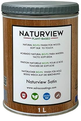 NATURVIEW A12W102 - Barniz Para Madera Poliuretano BIO al Agua. Interior. Tacto Soft-Seda. (Satinado, 1L)