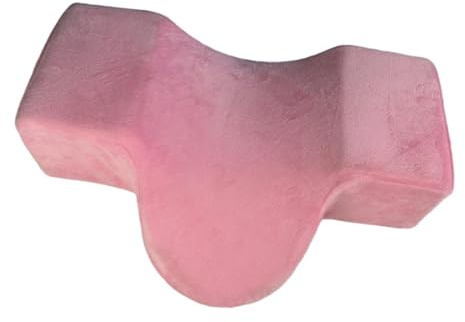 Colcolo Milageto Memory Foam Neck Pillow, Eyelash Pillow, Ergonomic Beauty Makeup Curve Neck Pillow, Makeup Grafting Eyelash Groove Pillow for Eyelash Extension Bed Beauty, Pink