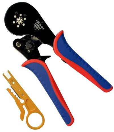Reevnnmer Pinza crimpatrice esagonale, 30-6 AWG (0,08-16 mm²), pinza crimpatrice a cricchetto autoregolabile, per terminali di cavi, terminali