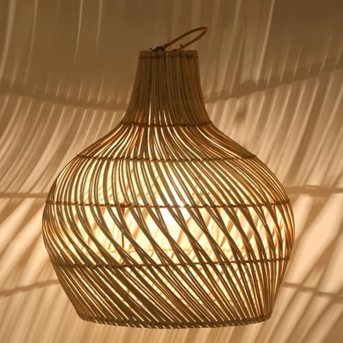 Deckenlampe Rattan Lampe Hängelampe Pendelleuchte Lampenschirm Wohnzimmer Esszimmer Esstisch Schlafzimmer Kinderzimmer Rattanlampe