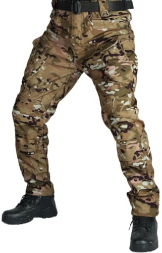 WINKEEY Pantalones de Combate para Hombres Pantalón Outdoor para Hombre Cortaviento Impermeable Casual y Cálido Pantalones de Multibolsillos Trabajo para Hombres,Camuflaje CP XL