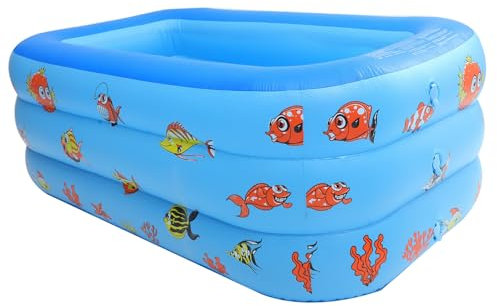 TOYANDONA Piscina Inflable para Niños 130cm Azul Tres Juguete De Agua para Bebés Diseño Divertido Adecuado para Jardín y Verano Bañera Inflable para Juegos