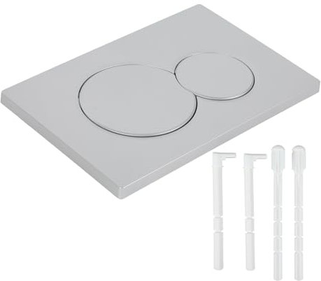 Betätigungsplatte für WC kompatibel mit GEBERIT SIGMA 01, WC spülkasten drückerplatte ersatzteile Chrom Kunststoff, Zweimengentechnik, Abgerundete Taster (Matt Silber)