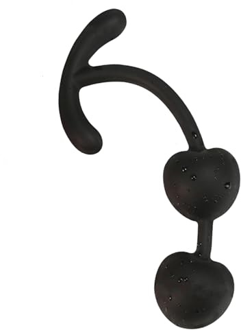 Silicone Anal Beads Built-in 2 Roller Ball Anal Plug Cherry Butt Plug with Long Handle Anal Sex Toy for Men Women Anal Sex (Black)