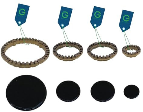 G GRIMALDI Set Spartifiamma Piani Cottura Cucine compatibile per Ariston 4 Anelli + 4 Piattini Smaltati, Nero