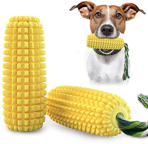 CYBERNOVA Juguetes Masticables para Perros Masticadores Agresivos Juguetes Chirriantes Interactivos para Perros Cepillo de Dientes Maíz DogToy para la Limpieza de los Dientes del Perro