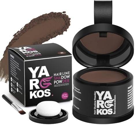 Yargkos Poudre Invisible pour Racines, Correcteur Cheveux Imperméable, Effet Instantané, Cache Cheveux Clairsemés, Gris, Chauves, 2 - Brun