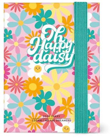 Legami - Mini 2026 Daisy veckoplanerare 12 månader, adressbok ingår, elastisk stängning, dagbok från januari 2026 till december 2026, tillverkat av FSC-certifierat papper, 8 x 11 cm