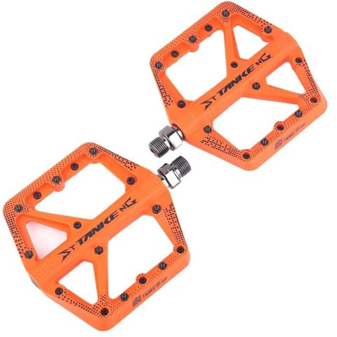 QIUSHIBO Pedale Fahrrad MTB Bike Nylon Pedal Erweitern Nicht-Slip Lager Fahrrad Mountainbike Off-Road Radfahren Zubehör Universal Fahrradpedale(Orange)