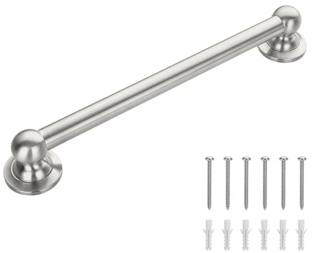 Raemnaky Anti Slip Shower Grab Bar, Safety Bathroom Assist Handle, ADA Compliant Handrail, Heavy Duty Handicap Grab Bars for Elderly, Injured, Senior, Children (Brushed Nickel, 12 Inches)