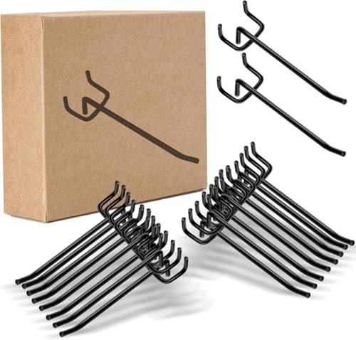 Pack of 20 Perforated Wall Hooks, Hole Wall Hooks, Pegboard, Simple Hooks, Accessories, Tool Wall, Attachments Hooks for Tool Holder, Wall, Garage, Shelf, Workshop, Diameter 4 mm, W 25 mm, L 10 cm