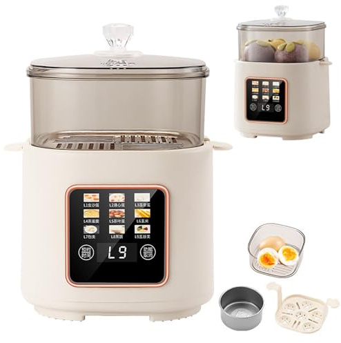 Cuociuova elettrico con capacità di 6 uova, cuocitore a vapore per uova sode/alla coque perfette, cuociuova con spegnimento automatico per la cucina di famiglia, mais, panini, cereali.