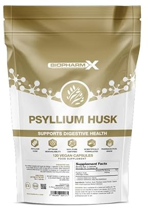 Psyllium Husk Capsules 1400mg (120 Vegan Capsules / 2 Month Supply) High Strength Fibre Supplement for Bloating, Constipation & Colon Cleanse