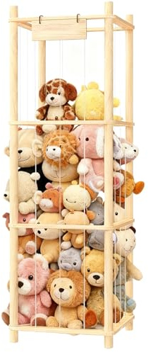 Ayolofei Holz Kuscheltier Aufbewahrung, Stofftier Aufbewahrung Regal 136 * 40 * 40cm, Raumsparende Plüschtier Spielzeug Organizer, Stuffed Animal Storage für Spielzimmer, Kinderzimmer, Wohnzimmer