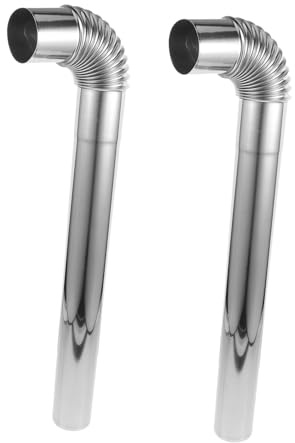 Artibetter Stainless Steel Stove Pipe Elbow Kit 4pcs 6cm x 50cm Chimney Flue Pipe 304 Metal Flue for Wood Burning Stove Indoor Ventilation Boiler Fireplace Accessories