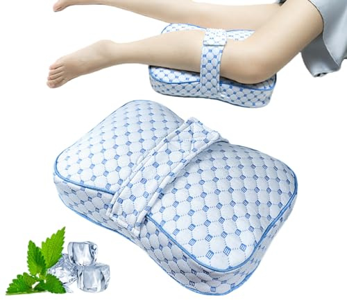 Knee Support Pillow，Leg Orthopedic Pillow for Side Sleepers (Blue white) | Lightweight Leg Corrector with Adjustable Straps, Memory Foam Knee Pillow to Relieve Pressure on Lower Back, Legs, Knees