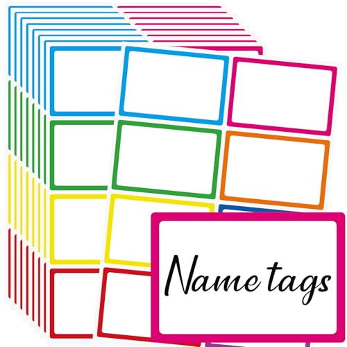 76x50mm Bunte Etiketten Selbstklebend, 200 PCS Namensaufkleber Etiketten, Aufkleber zum Beschriften,Klebeetiketten zum Beschriften, Sticker Namensschild für Küche, Schule, Büro und Parteien