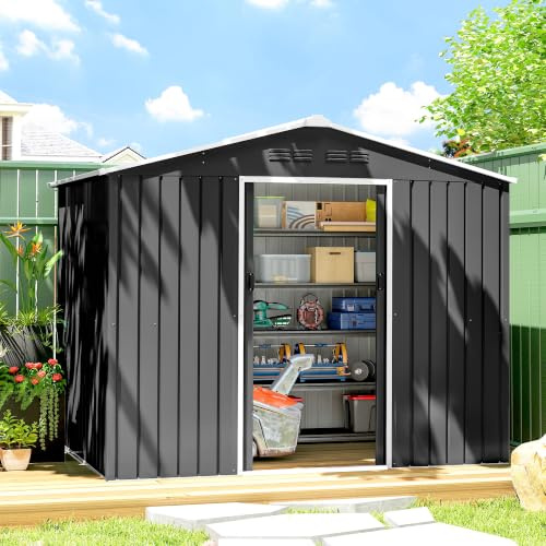 Outsunny Caseta de Jardín Exterior 3,6 m² 236x174x190 cm Gris Oscuro