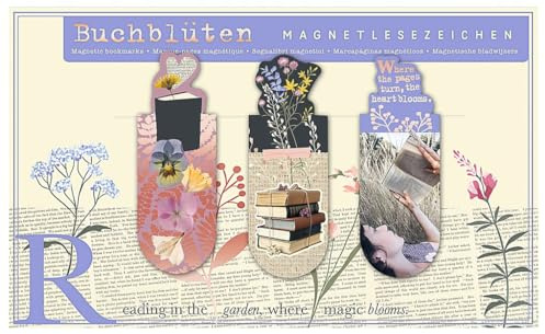 moses. Magnetlesezeichen Buchblüte - 3 magnetische Seitenmarkierer | 3 literarische Magnetlesezeichen für Booklover