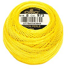 DMC 116 8-973 pärlbomullstrådbollar, ljust kanarieband, storlek 8