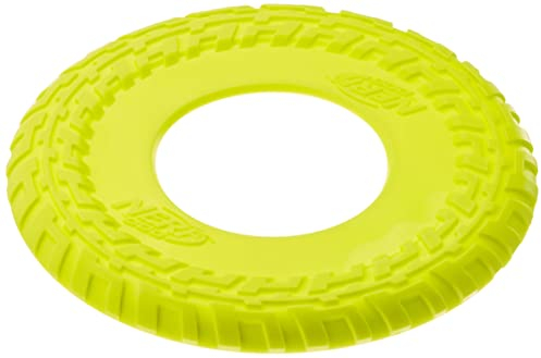 Nerf Dog Hundespielzeug Profil Flyer, Frisbee aus Gummi, thermoplastischer Gummi, farblich sortierte Lieferung, blau oder grün, 30,5cm, 1 Stück (1er Pack)