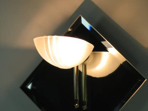 Dapo Halogen-Spiegel-Bad-Wand-Leuchte-Lampe Quadrat 15 x 15 cm, Spiegel-Grundplatte Glas-Schale satiniert, inkl. GY6,35 Halogen Leuchtmittel 50W, Gang-Schminktisch-Leuchte-Lampe