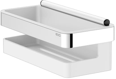 Keuco COLLECTION MOLL Duschablage mit Glasabzieher, verdeckte Befestigung, 12759010000, Farbe: verchromt/weiß