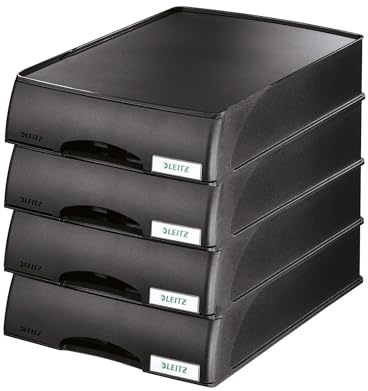 Leitz 52100095 set med 4 lådor brevlådor höjd 70 mm svart
