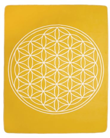 Yogabox Yogadecke Blume des Lebens 150 x 200 cm - regional hergestellt, honeygold/Natur