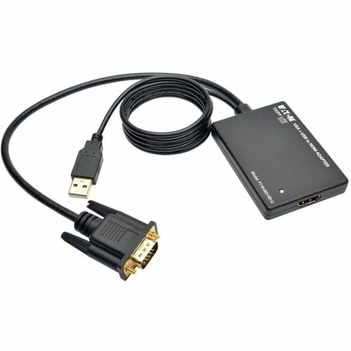 Tripp Lite P116-003-HD-U Adaptador convertidor VGA a HDMI con alimentación de Audio USB 1080p, Negro