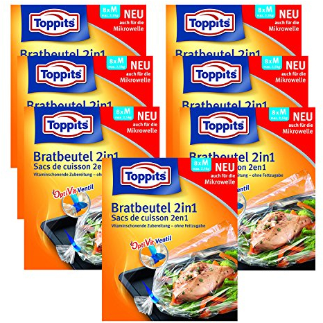 Toppits Bratbeutel 2in1 Medium (25 x 38cm), 7er Pack (7 x 8 Beutel)