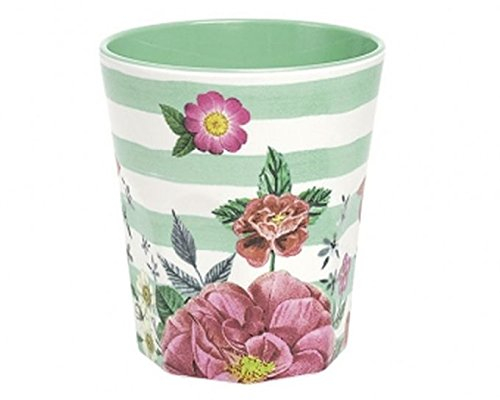GINGER Rose Garden green - Melamin Becher grün / weiß mit Blumen Höhe 10 cm cm