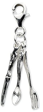 Cutlery Charm In 925 Sterling Silver 35x6mm