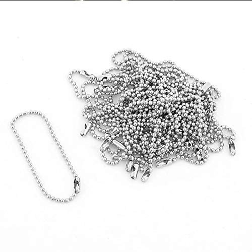 Trimming Shop 20cm Metal Ball Silver Chain Extender for Label Tags, Ball Bead Chain Connector, Jewellery Making, Keychain or Badge Holders, with Connector Clasp (100pcs)