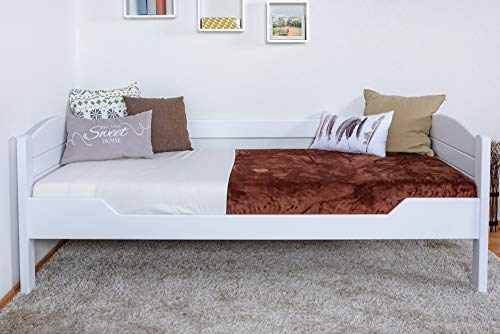 Einzelbett/Gästebett Easy Premium Line K1/s Voll, 90 x 200 cm Buche Vollholz massiv weiß lackiert
