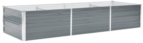 vidaXL Garden Raised Bed Galvanised Steel 240x80x45cm Grey Flower Box Raised Bed