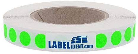 Markierungspunkte neongrün - Ø 12,5 mm - 1.000 bunte Klebepunkte auf 1 Rolle(n), 40 mm Kern, Papier, Inventuretiketten selbstklebend